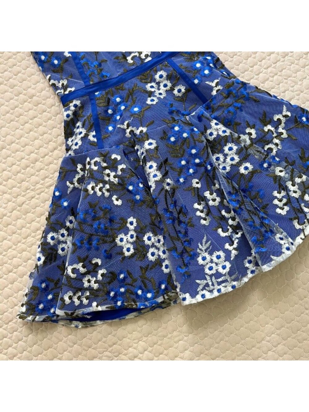 Bronx and Banco Blue Floral Embroidered Mini Dress - Picture 4 of 13